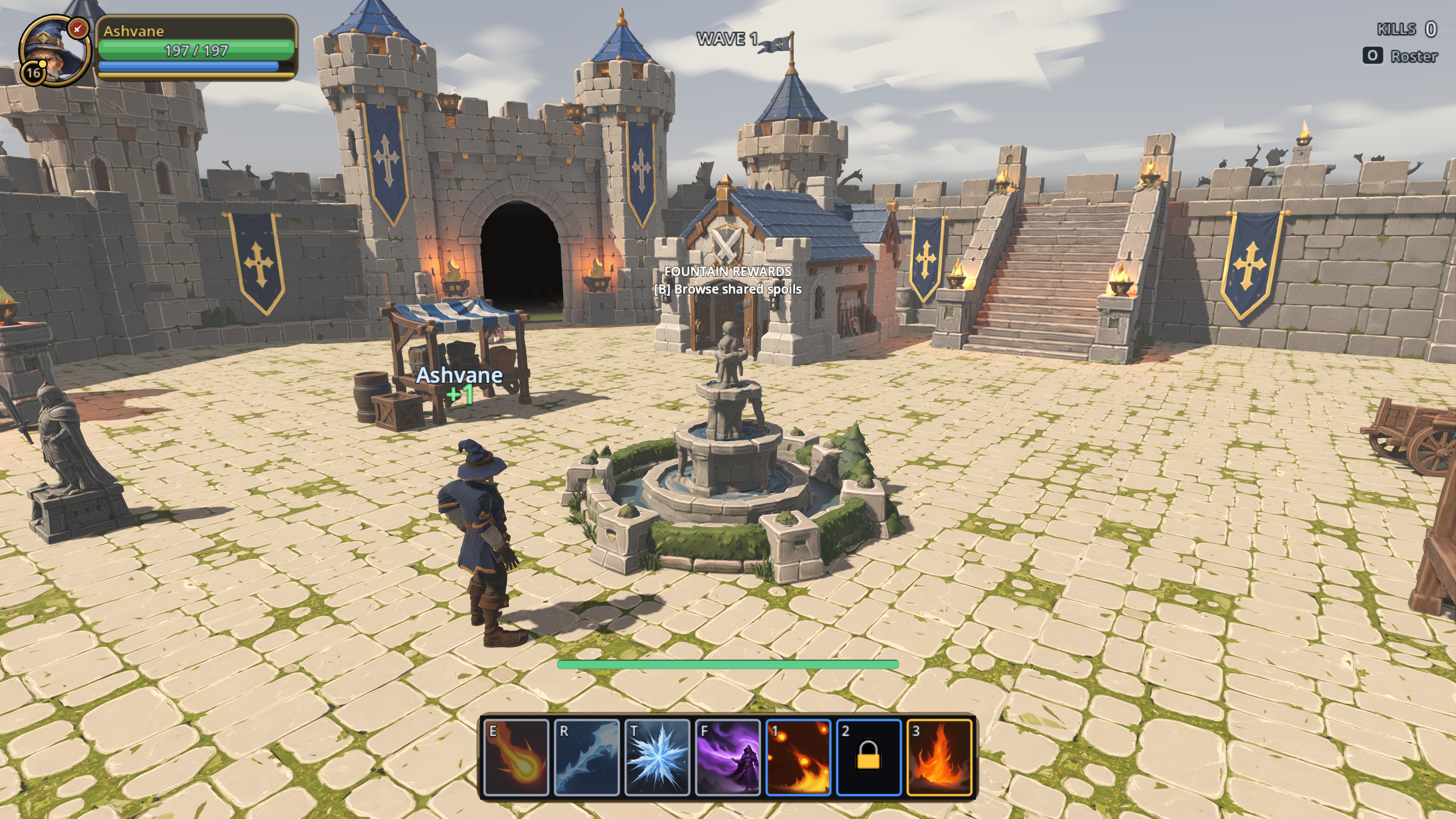 Mage at the courtyard reward fountain